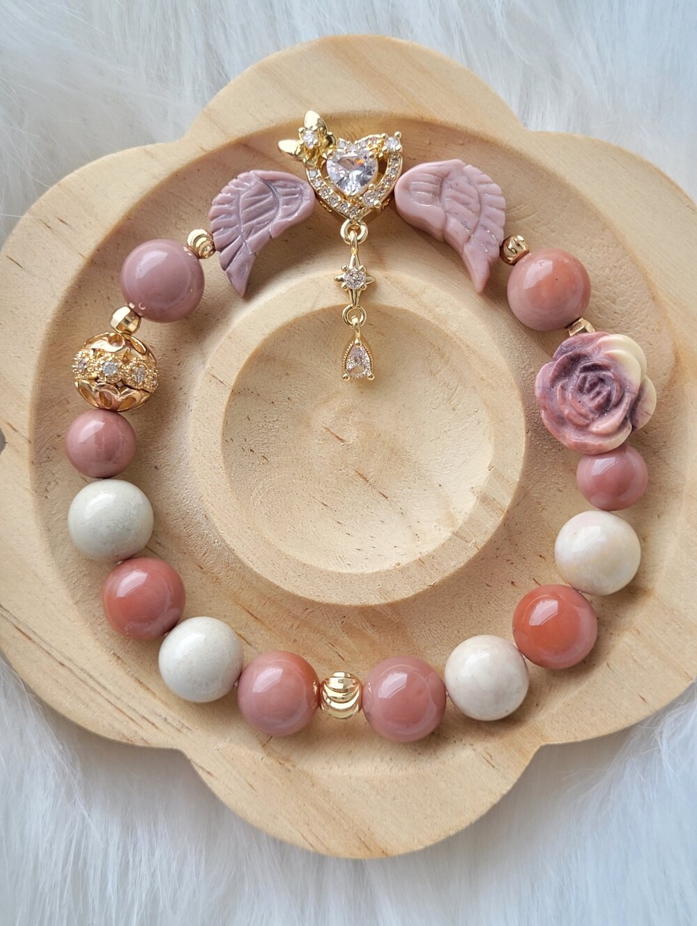 Alashan Agate Pink Angel Bracelet
